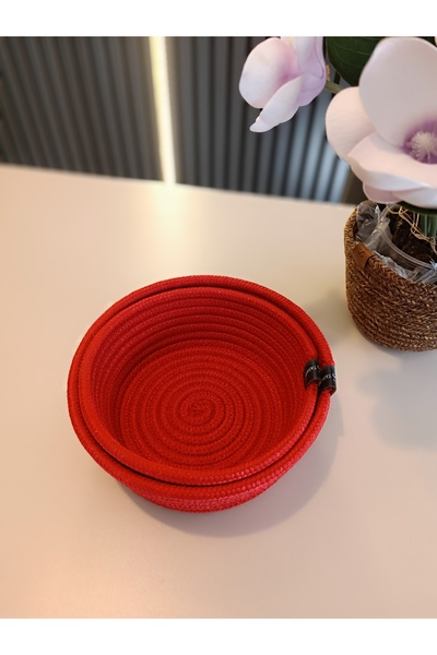 Home Set of 2 Decorative and Multi-Purpose Organizer Knitted Cord Basket