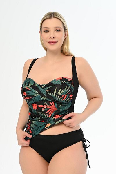AQUAVİVA Plus Size Black Messina Tankini - Recovery Side Sliding