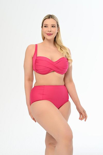 AQUAVİVA Aquaviva Women's - Pink Large Size Draped Anjelq Bikini Set