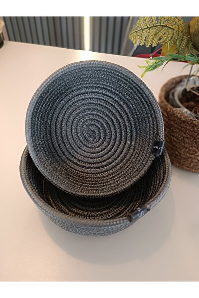 Home Set of 2 Decorative and Multi-Purpose Organizer Knitted Cord Basket