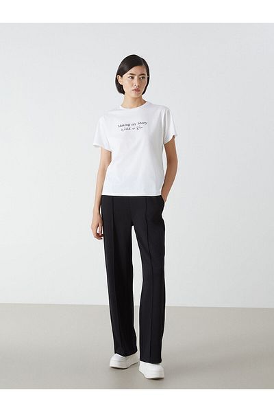 LC Waikiki Γυναικείο μπλουζάκι με στάμπα Crew Neck