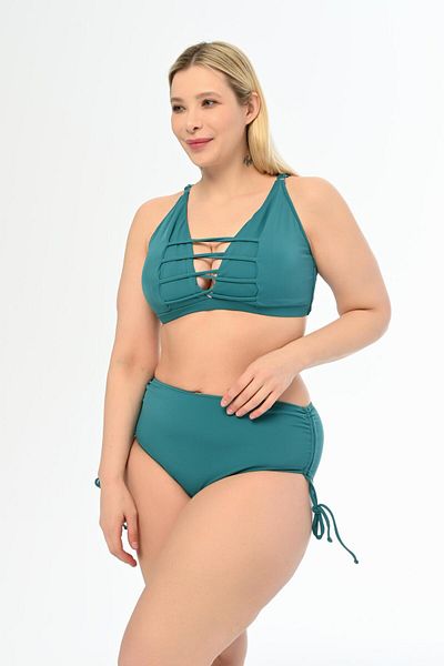 AQUAVİVA Aquaviva Women's Green Large Size Venezia Cross String Low-cut Bikini Set