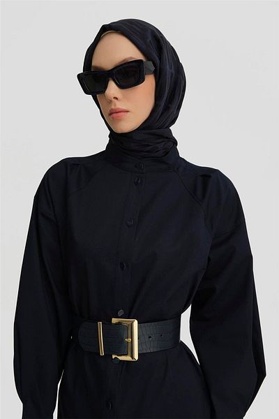 Armine Navy Blue 25Y4612 Sleeve Pleated Judge Collar Tunic