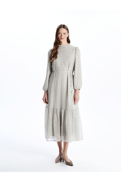 LC Waikiki Peak New Season Ruffled Mock Neck Floral Dress