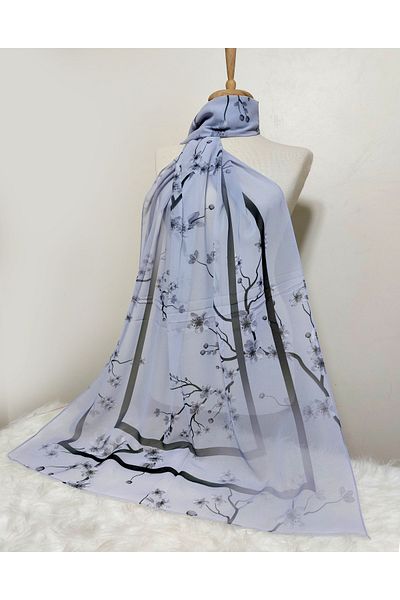 REMOMODA Gradient Flower Patterned Chiffon Shawl