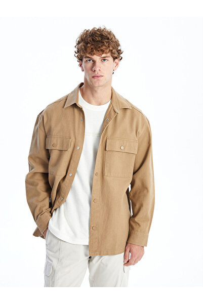 LC Waikiki Jachetă de cămașă pentru bărbați din Gabardină, confortabilă, de s...