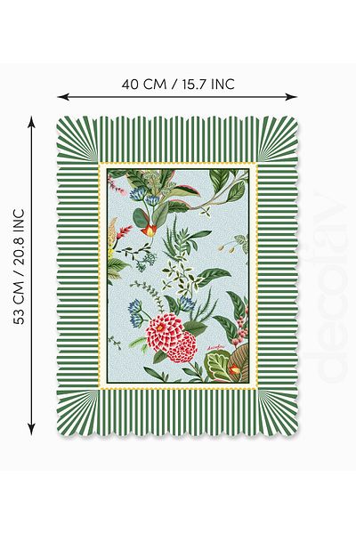 decofav Green Line Decorative Botanical Flowers Design Laser Cut Oven Cover 40X53Cm