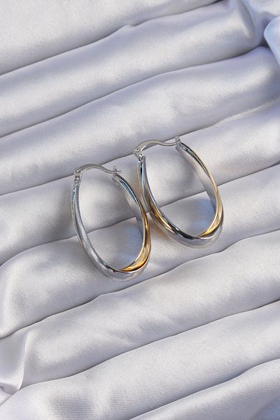 costurera Brass Gold Silver Colored Long Crimp Earrings - Tj-Bkp9226