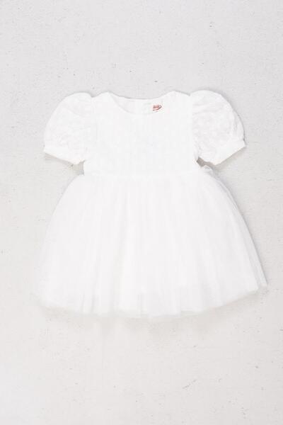 DMB KİDS Dmb Fisto Etekleri Tüllü Elbise - Ekru