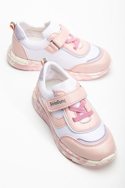 Dilimler Ayakkabı Şiringenç Orthopedic Girl's Sports Shoes Pink Velcro Anorak Material