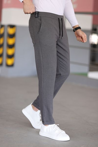 hello7 Men's Gray Slim Fit Double Leg Quality Flexible Jogger Trousers
