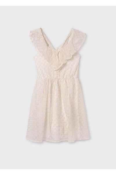 MAYORAL Floral Scalloped Girl's Dress - Cream