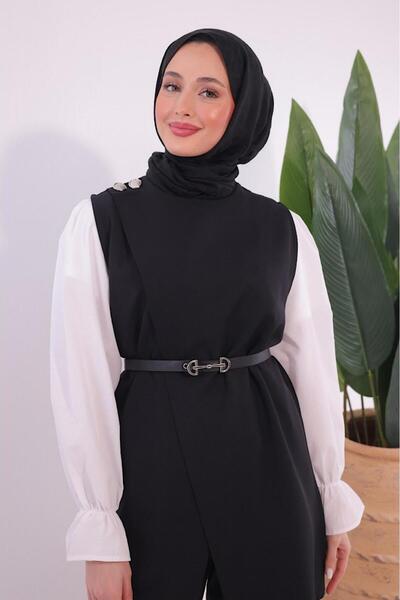 HİFADEN Γυναικείο Ζώνη Διπλό Κρεπ Χιτζάμπ Διπλό Σετ