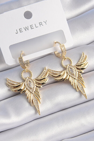 ENGSTORE النحاس اللون الزركون حجر فينيكس مول أقراط نسائية