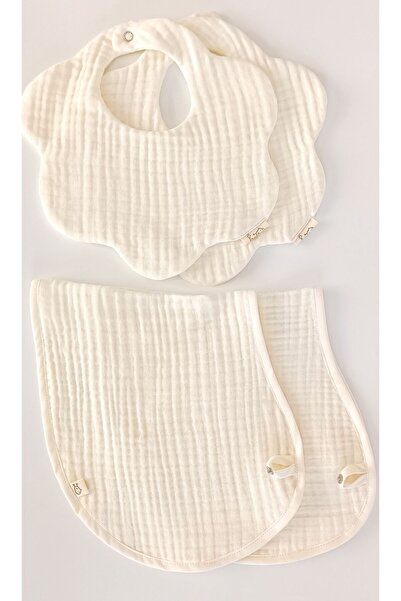 O&G Collection 2-Piece Ecru 100% Cotton Organic 8-Layer Muslin Baby Drool Bib...