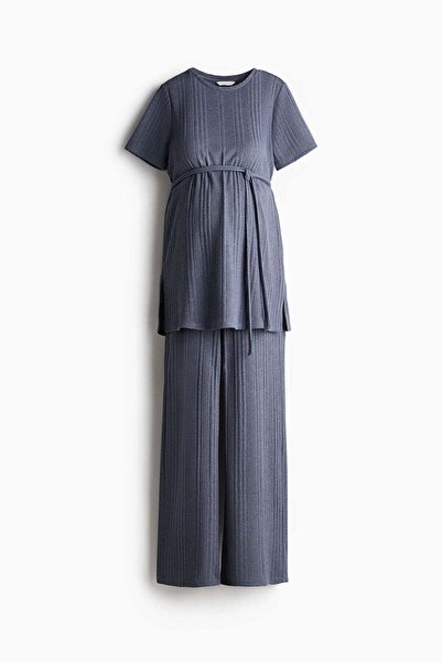 H&M طقم MAMA مكون من قطعتين من القماش المضلع