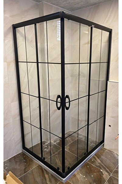 Yıldırım Duş 5 Mm Temper Camlı Karolaj Desenli Siyah Kalın Profilli Lüks Duşakabin