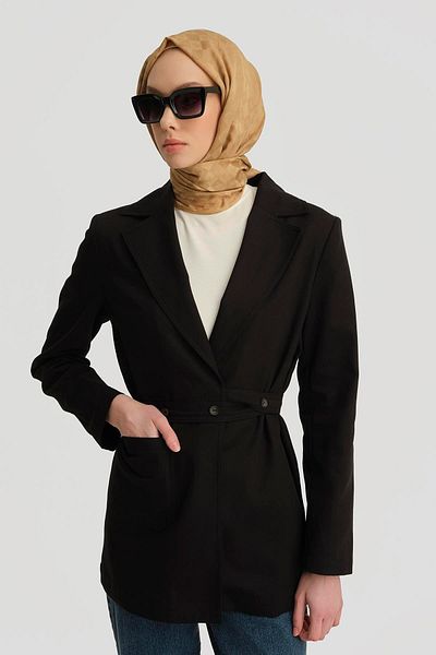 Armine Wrapped Black Blazer Tow 25Y5911