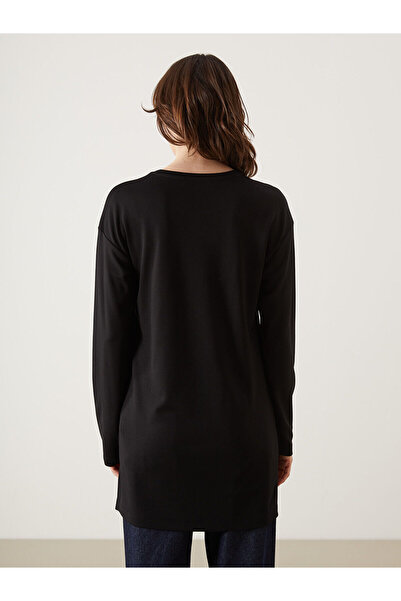 LC Waikiki Black Crew Neck Printed Women's Tunic