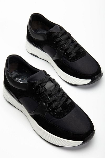 Dilimler Ayakkabı Genuine Leather Men's Casual Shoes Black Thick Nylon Sole Laced
