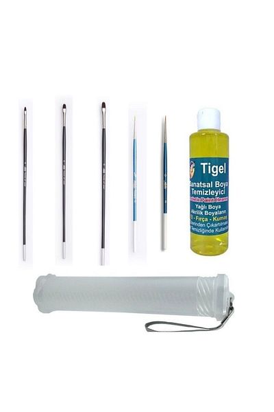 Pebeo For Detail Cat Tongue Brush Set of 5 200Kf No: 2-4-6 111 Set-0-2/0- 220ml Tigel Temp.-Brush