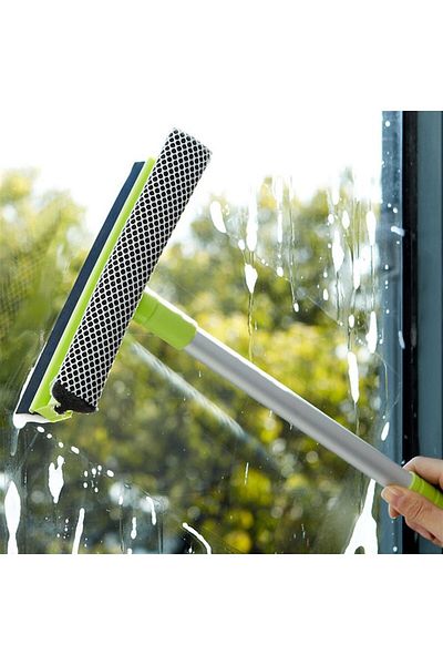 andela Practical Telescopic Handle Easy Glass Cleaning Tool with Sponge and Squeegee (5057)
