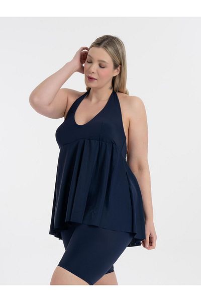 AQUAVİVA Aquaviva Women`S Plus Size Navy Mabel Tankini with Halter Leggings