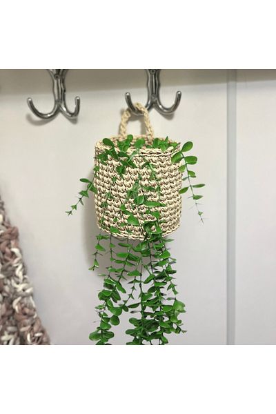 MİESSA 1 Mini Hanging Wicker Basket - Hand Knitted Garlic Nut Basket