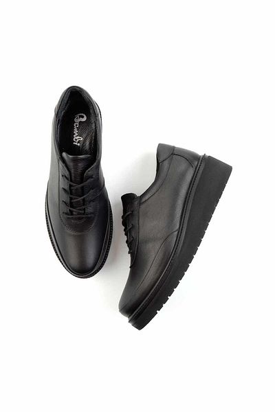 Bambi Black Leather Women's Casual Shoes K 01465090403