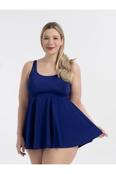 AQUAVİVA Aquaviva Women's Plus Size Navy Jessica Square Neck Slipt Tankini