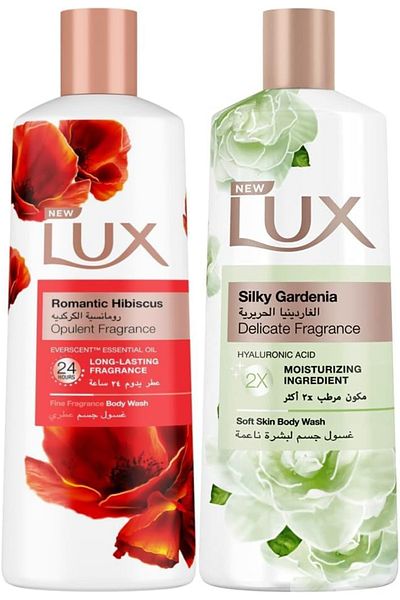 LUX Set Of 2 Lux Body Wash Romantic Hibiscus Opulent Fragrance And Moisturising Body Wash Silk Gardenia