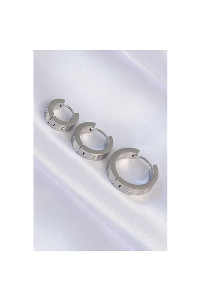 Skygo 316L Steel Silver Color Model 3-Piece Hoop Earrings - Tj-Bkp9010
