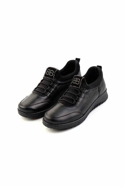 Bambi Μαύρα Δερμάτινα Γυναικεία Casual Παπούτσια K01586060703