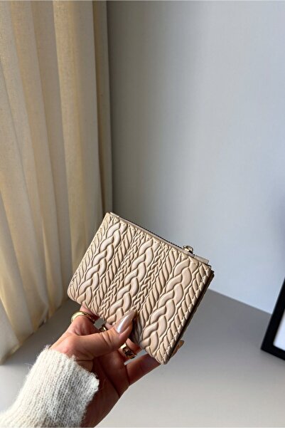 Yuka Atelier Amy Embossed Knitted Detailed Medium Size Faux Leather Wallet