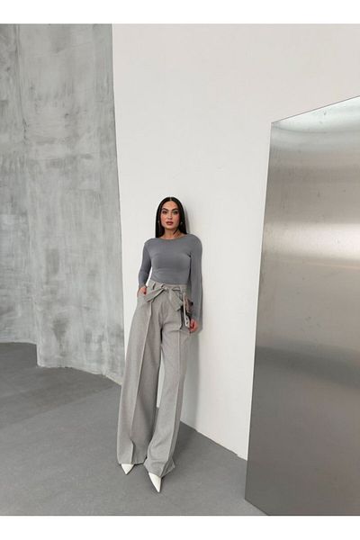 COTTONLAB    Sante Striped Waist Belted Palazzo Trousers