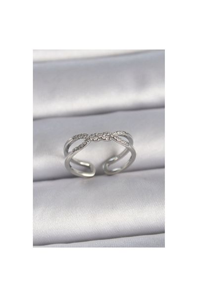 Skygo Brass Silver Color Adjustable Zircon Stone Spiral Model Women's Ring - Tj-Byk3401