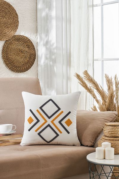 GALAWARRA Damien Cotton Punch Embroidered Throw Pillow Cover