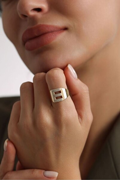 Sembol Gold Harf Yüzük 14 Ayar  -E-