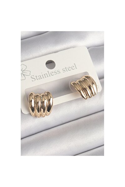 Skygo Brass Gold Color Embroidered Half Hoop Model Women's Earrings - Tj-Bkp10240