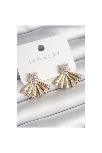 Skygo Gold Color Zircon Stone Star Fan Women's Earrings - Tj-Bkp10204