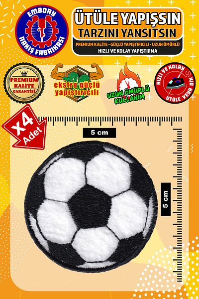 Embory Patch de armă adeziv și minge de fotbal (4 bucăți) aplicate într-o singură tijă Patch de broderie