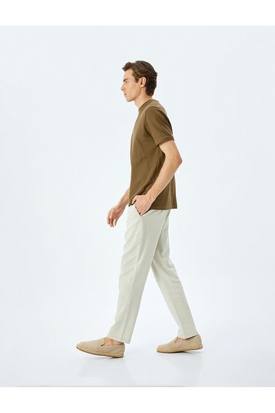 Koton New Season Lace-Up Linen Viscose Blended Summer Chino Trousers