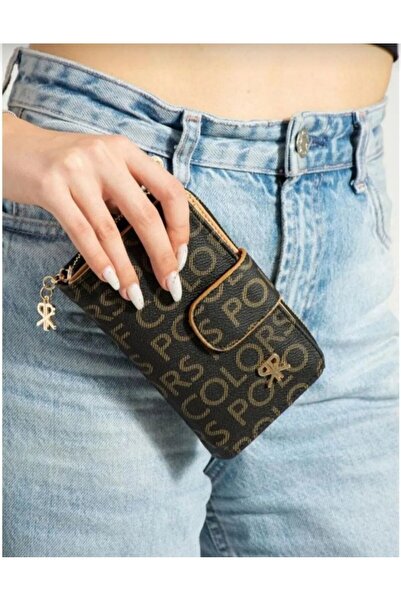 çantamgelsin محفظة بولو أوف كولورز بنية للنساء مع مقصورات للعملات المعدنية وا...