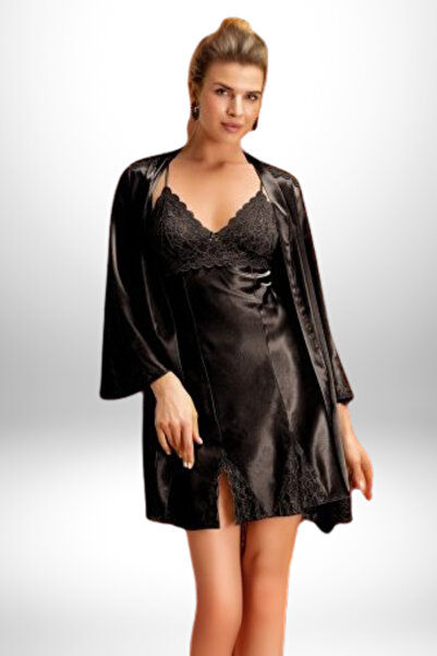 vory Γυναικείο Σετ Νυχτικού Κιμονό 2 τεμαχίων Σατέν NT.VR.25.53.25.Y01