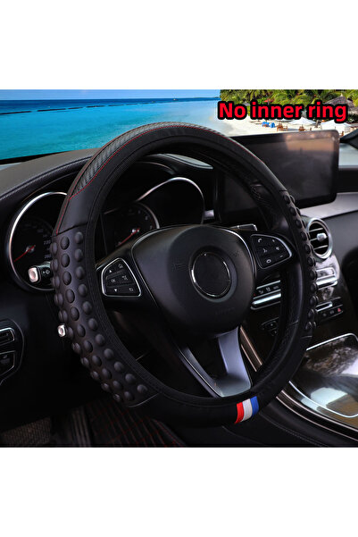 Choice غطاء عجلة القيادة المصنوع من الجلد المدبوغ المصنوع من حبيبات السيليكون الصغيرة من شركة Black Automotive Products بدون I