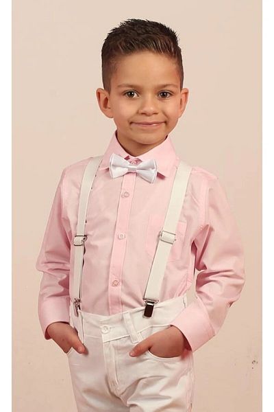 ENDESTORE Boy's Shirt Bow Tie Strap Set Performance Clothes