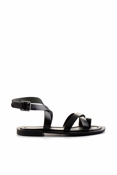 Bambi Black Leather Women's Sandals K05826078103