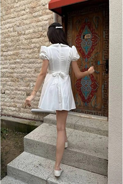 MEECY ROCHIE MINI DE DĂME, DECOLTEU ÎN V, MÂNECĂ BONETA