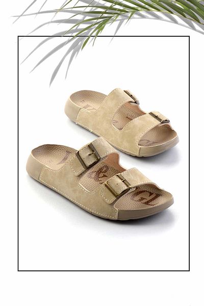 Bambi Μπεζ γυναικείες παντόφλες Κ 04446070109