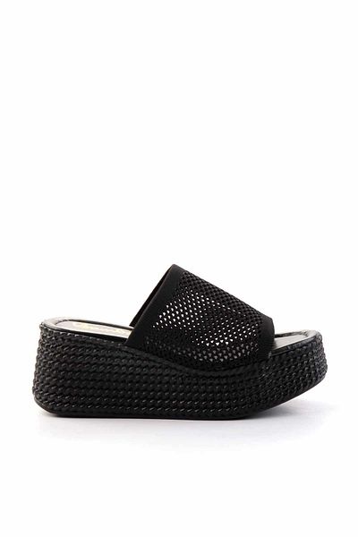 Bambi Black Knitwear Women's Slippers K04687200082